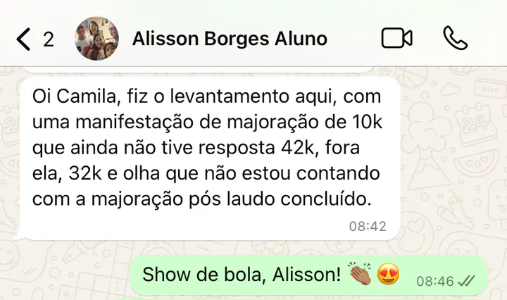 Conversa com o aluno Alisson Borges sobre os valores dos laudos